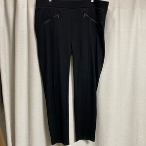 Chicos Ponte knit BLK Pants Size 3/16 Zenergy pull on zipper pockets work career